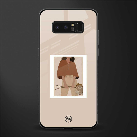 beige brown young lady art glass case for samsung galaxy note 8