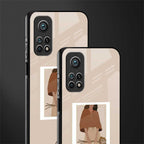 beige brown young lady art glass case for mi 10t 5g