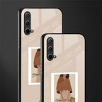 beige brown young lady art glass case for oneplus nord ce 5g