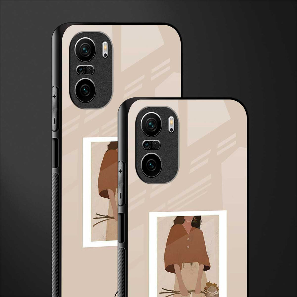 beige brown young lady art glass case for mi 11x 5g