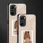 beige brown young lady art glass case for mi 11x 5g
