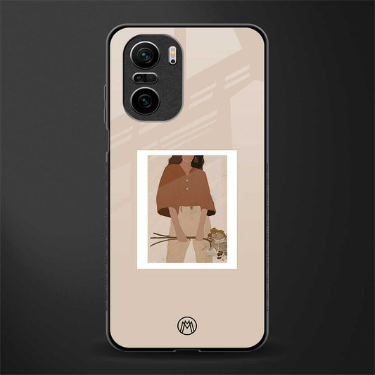 beige brown young lady art glass case for mi 11x 5g