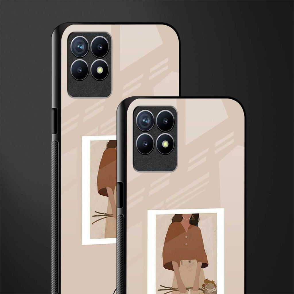 beige brown young lady art glass case for realme 8i