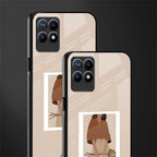 beige brown young lady art glass case for realme 8i