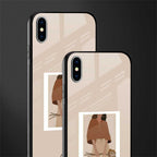 beige brown young lady art glass case for iphone xs max