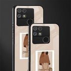 beige brown young lady art back phone cover | glass case for realme narzo 50a