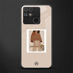 beige brown young lady art back phone cover | glass case for realme narzo 50a