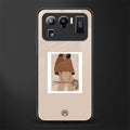 beige brown young lady art glass case for mi 11 ultra 5g