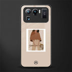 beige brown young lady art glass case for mi 11 ultra 5g