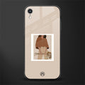 beige brown young lady art glass case for iphone xr