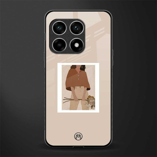 beige brown young lady art glass case for oneplus 10 pro 5g