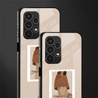 beige brown young lady art back phone cover | glass case for samsung galaxy a13 4g