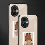 beige brown young lady art back phone cover | glass case for oppo f21 pro 5g