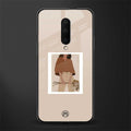 beige brown young lady art glass case for oneplus 7 pro