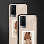 beige brown young lady art glass case for vivo x60