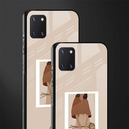 beige brown young lady art glass case for samsung a81