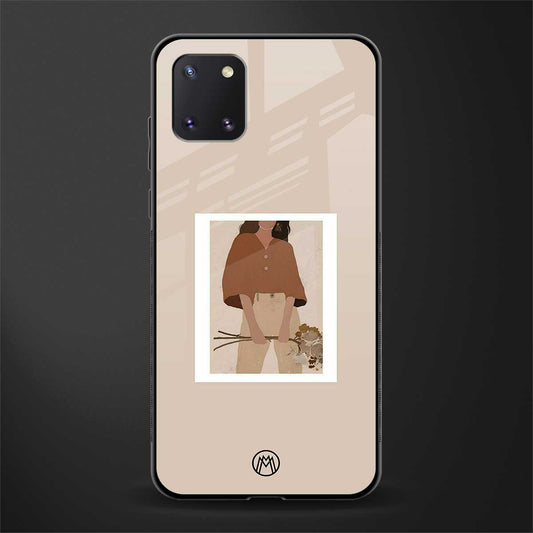 beige brown young lady art glass case for samsung a81