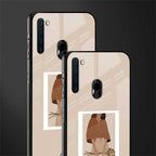 beige brown young lady art glass case for samsung a21