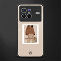 beige brown young lady art glass case for vivo x80