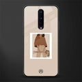 beige brown young lady art glass case for oneplus 8