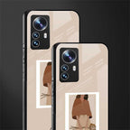 beige brown young lady art back phone cover | glass case for xiaomi 12 pro
