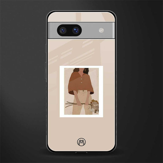 beige brown young lady art back phone cover | glass case for Google Pixel 7A