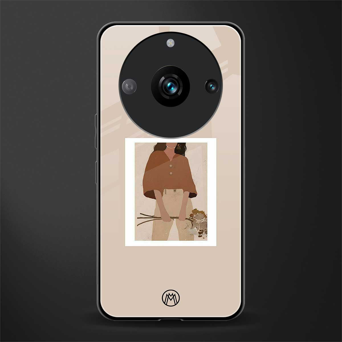 beige brown young lady art back phone cover | glass case for realme 11 pro 5g