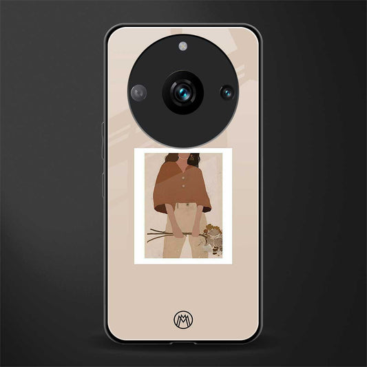 beige brown young lady art back phone cover | glass case for realme 11 pro 5g