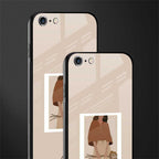 beige brown young lady art glass case for iphone 6