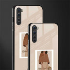 beige brown young lady art glass case for oneplus nord ac2001