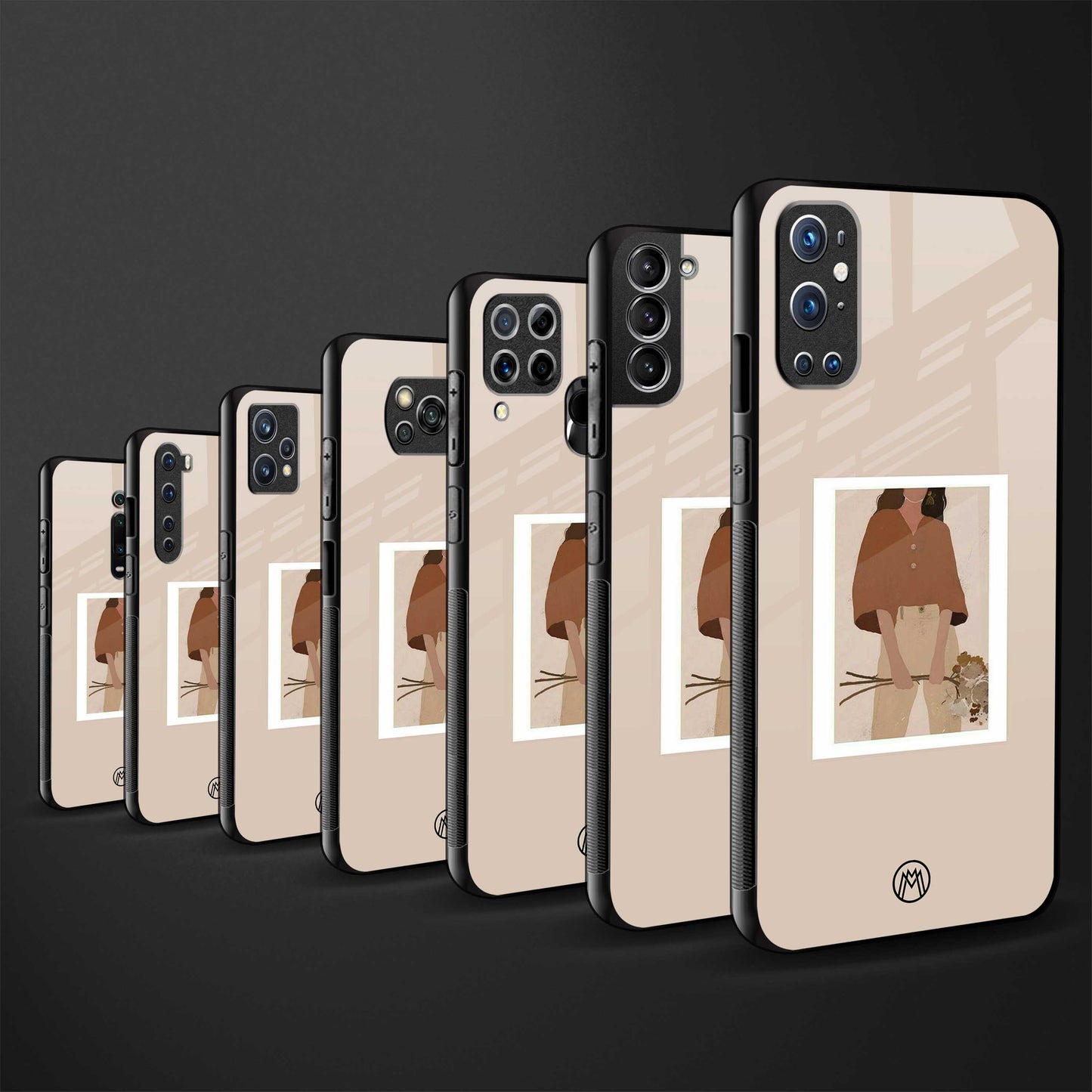 beige brown young lady art glass case for oppo reno 2z