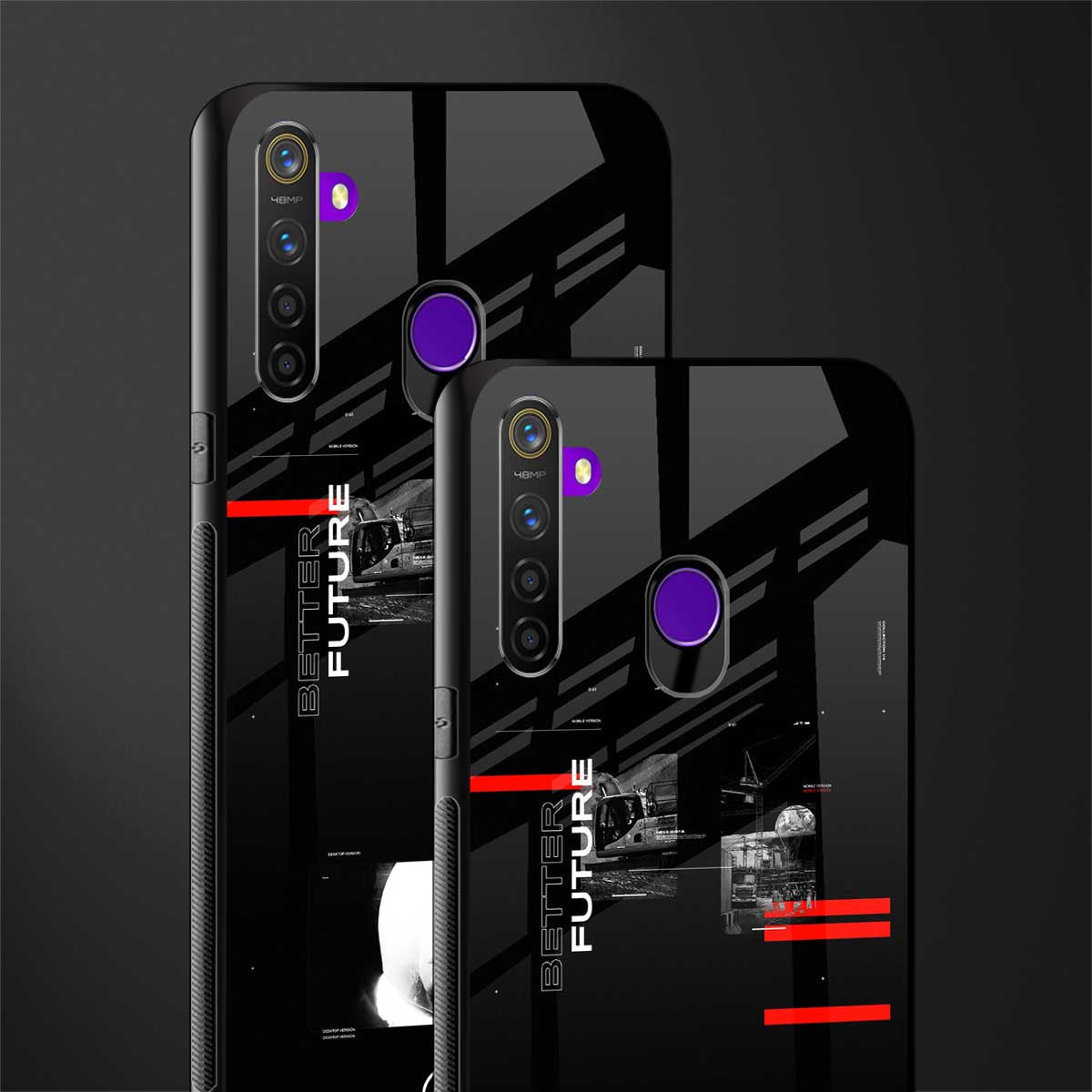 better future dark aesthetic glass case for realme 5i image-2