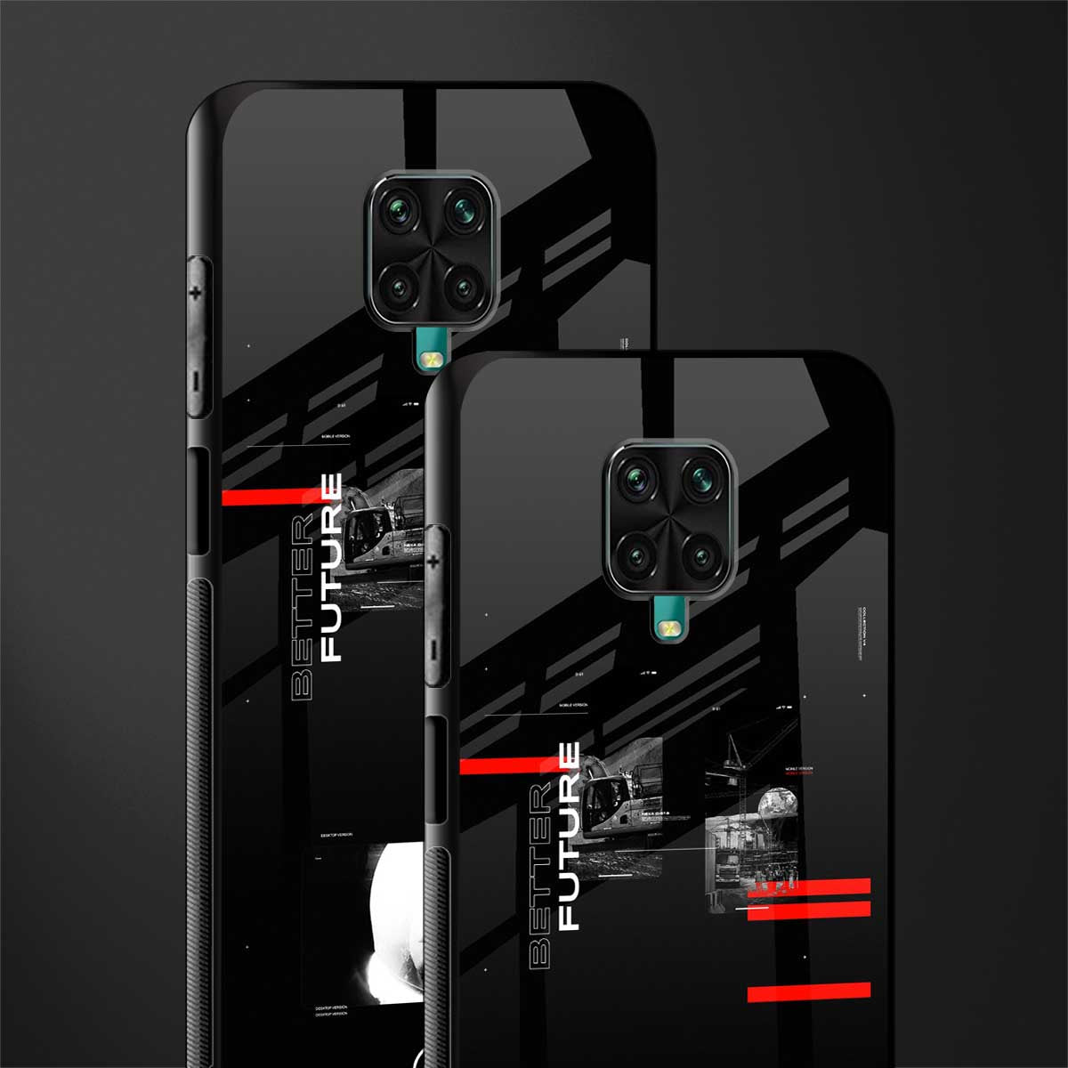 better future dark aesthetic glass case for poco m2 pro image-2