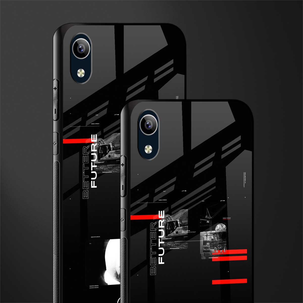 better future dark aesthetic glass case for vivo y1s without fingerprint image-2