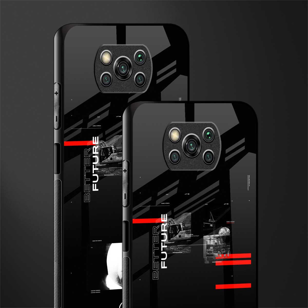 better future dark aesthetic glass case for poco x3 pro image-2