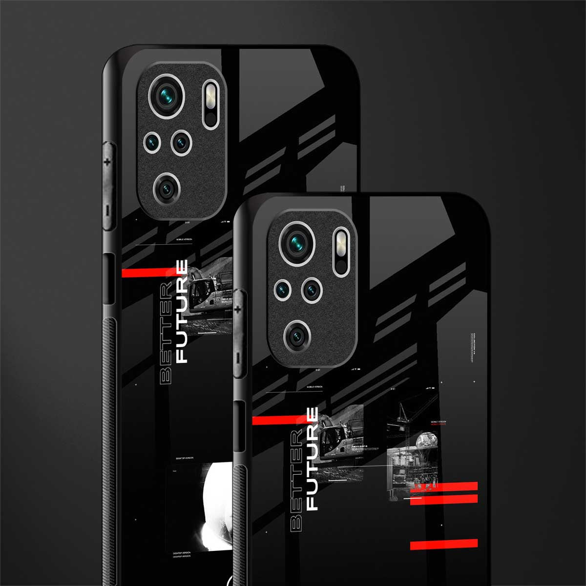 better future dark aesthetic glass case for redmi note 10 image-2