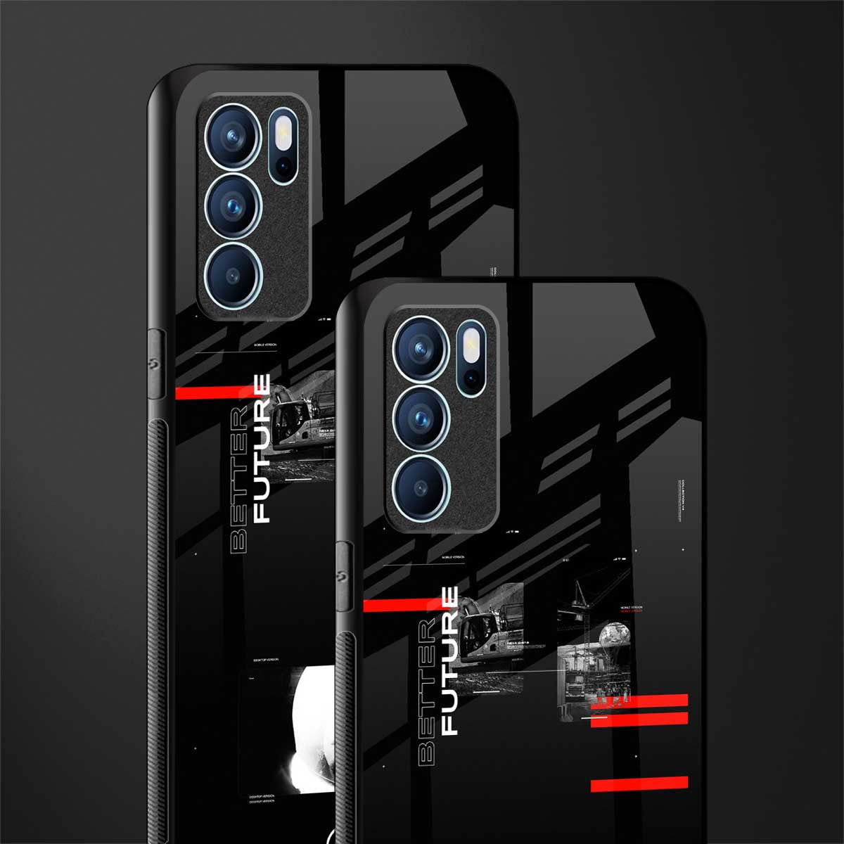 better future dark aesthetic glass case for oppo reno6 5g image-2