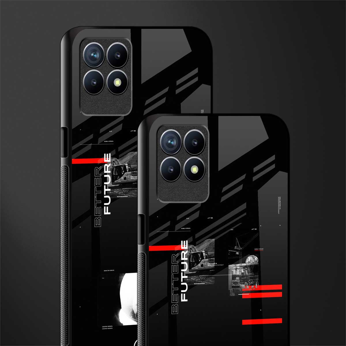 better future dark aesthetic glass case for realme 8i image-2