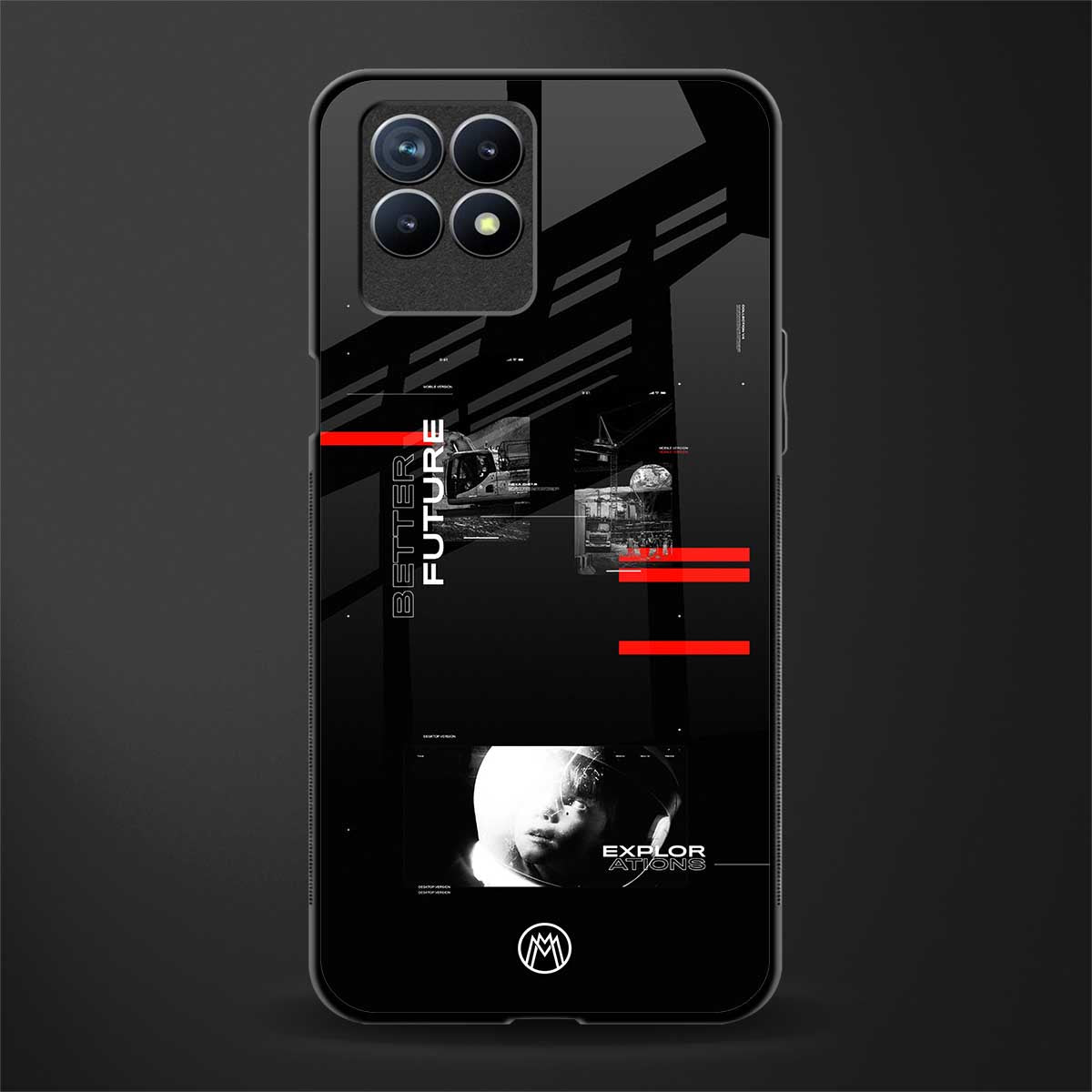 better future dark aesthetic glass case for realme 8i image
