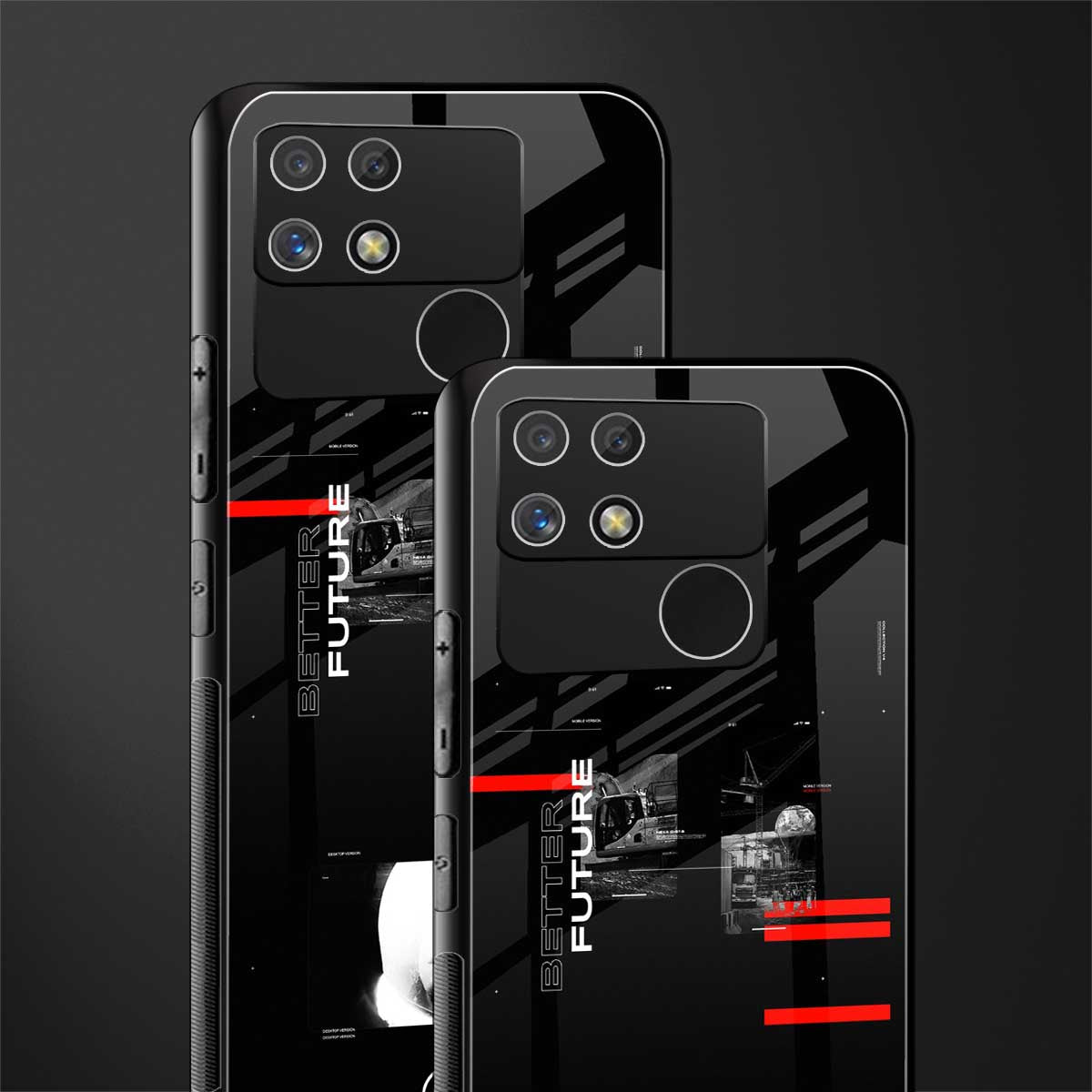 better future dark aesthetic back phone cover | glass case for realme narzo 50a