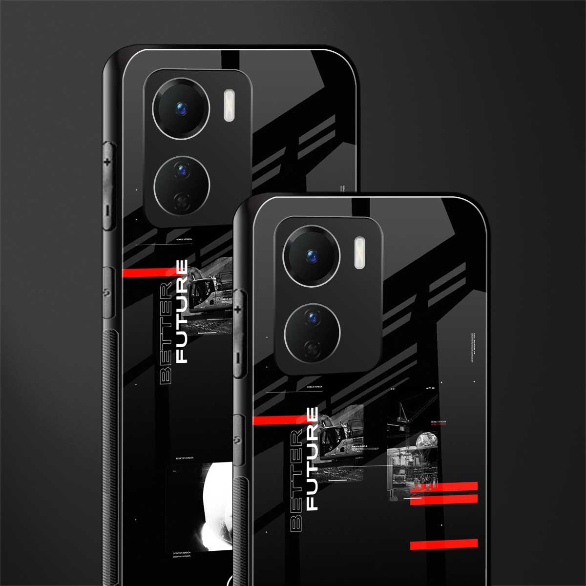 better future dark aesthetic back phone cover | glass case for vivo y16