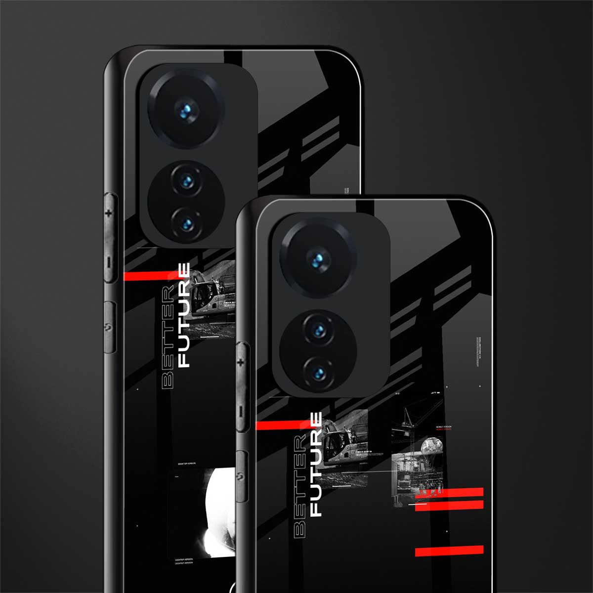better future dark aesthetic back phone cover | glass case for vivo t1 44w 4g