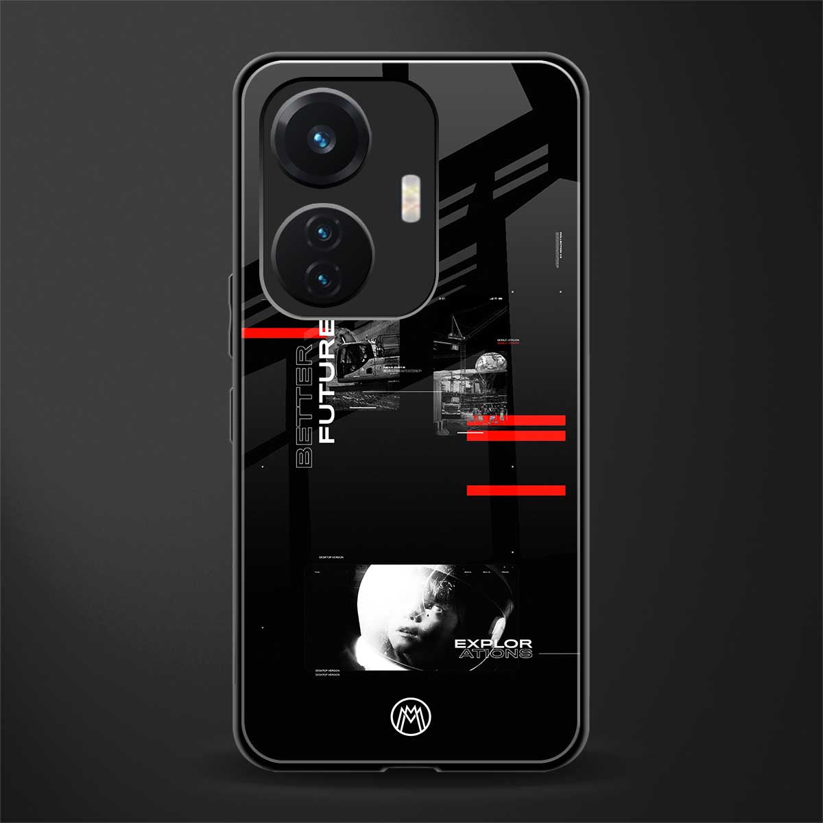 better future dark aesthetic back phone cover | glass case for vivo t1 44w 4g
