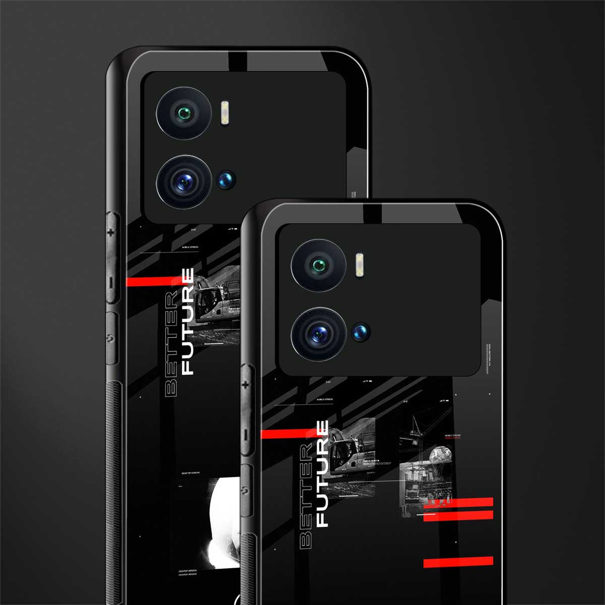 better future dark aesthetic back phone cover | glass case for iQOO 9 Pro