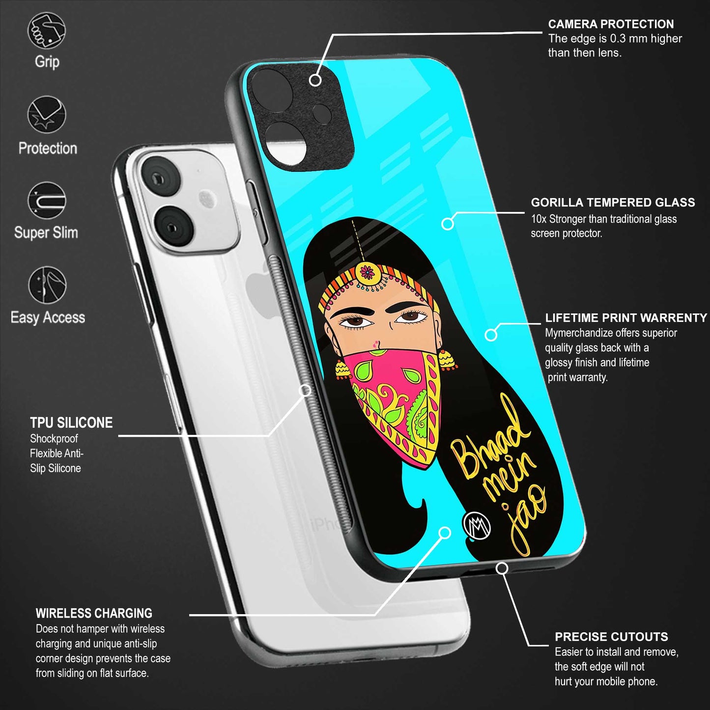 bhaad mein jao back phone cover | glass case for redmi note 11 pro plus 4g/5g