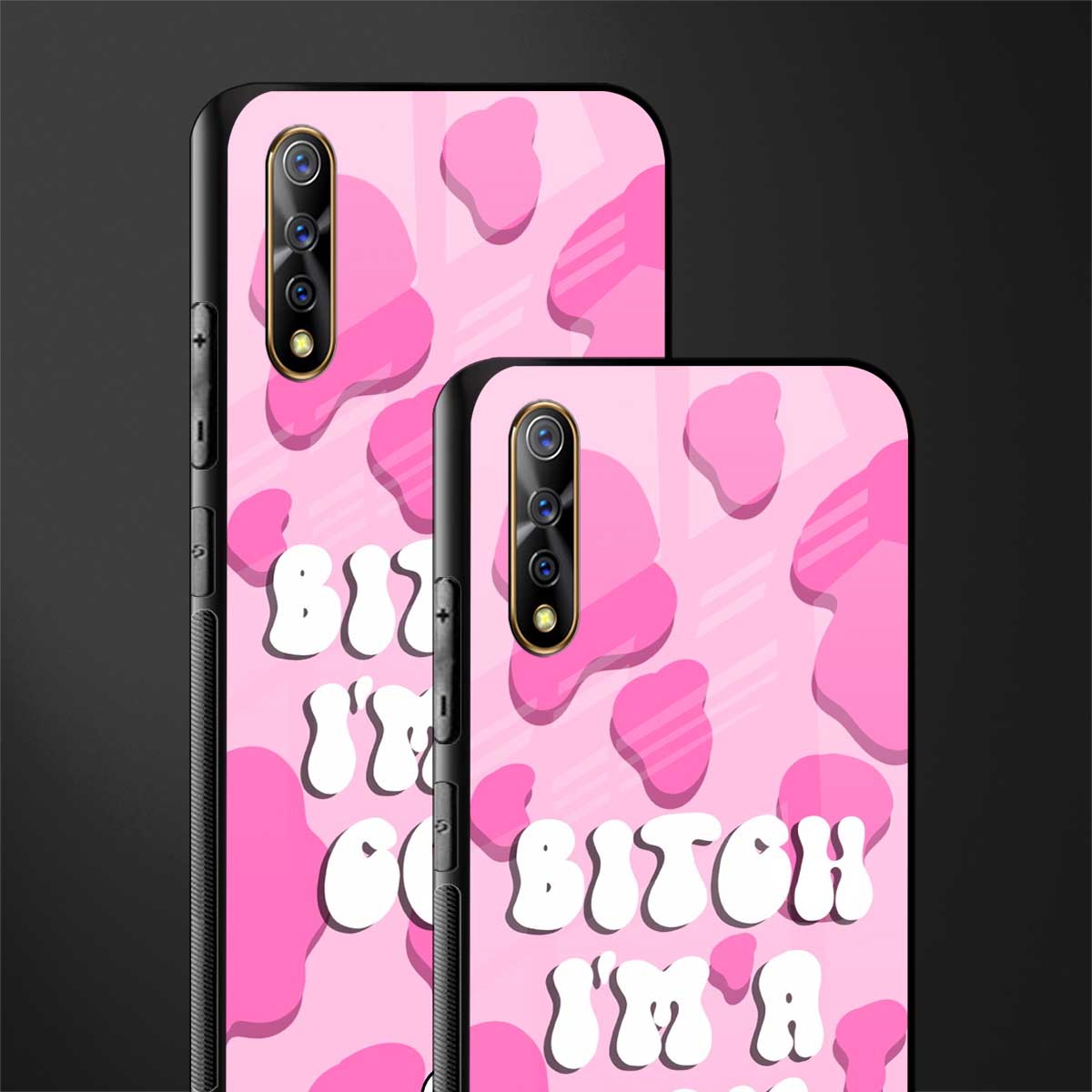 bitch i'm a cow glass case for vivo s1 image-2