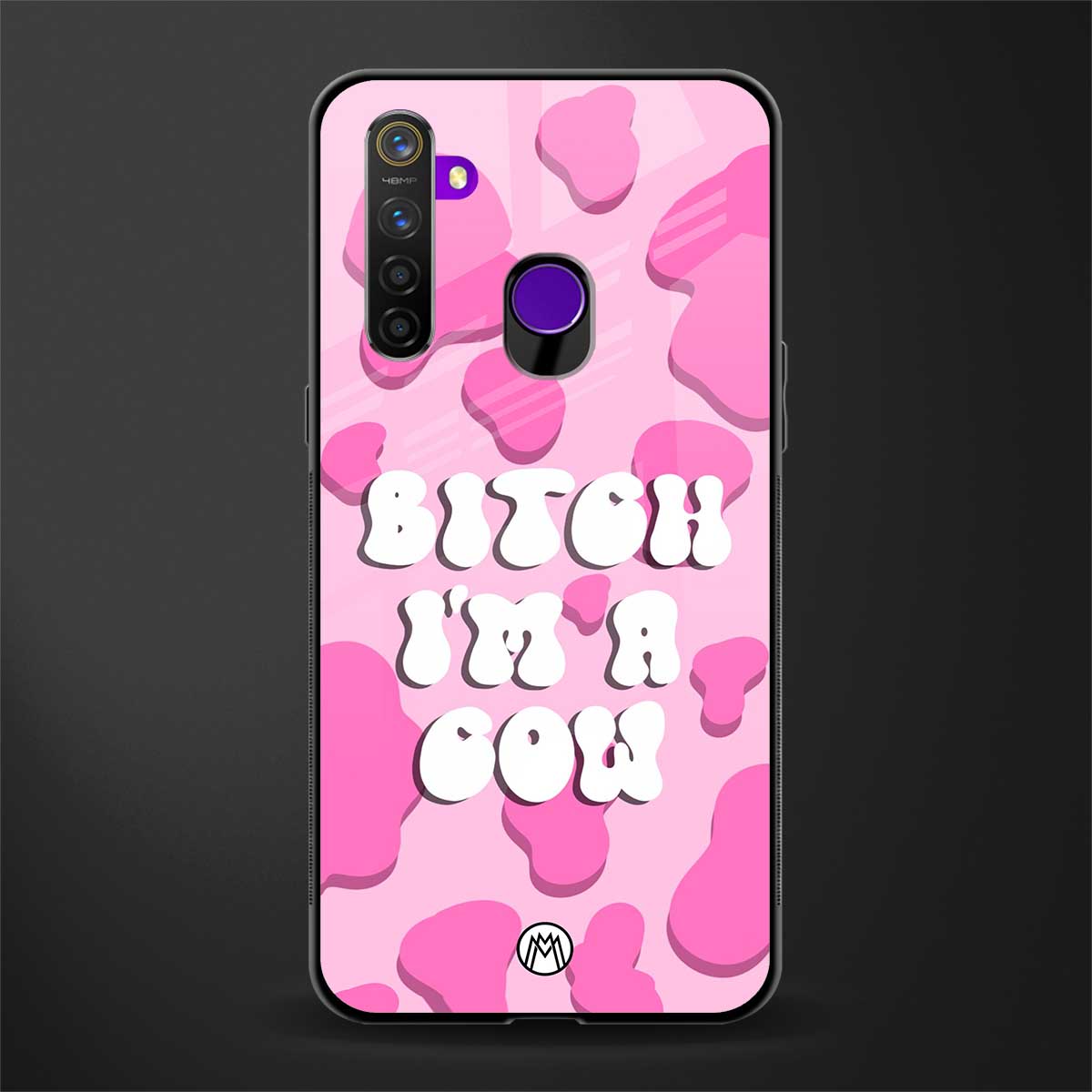 bitch i'm a cow glass case for realme 5 image