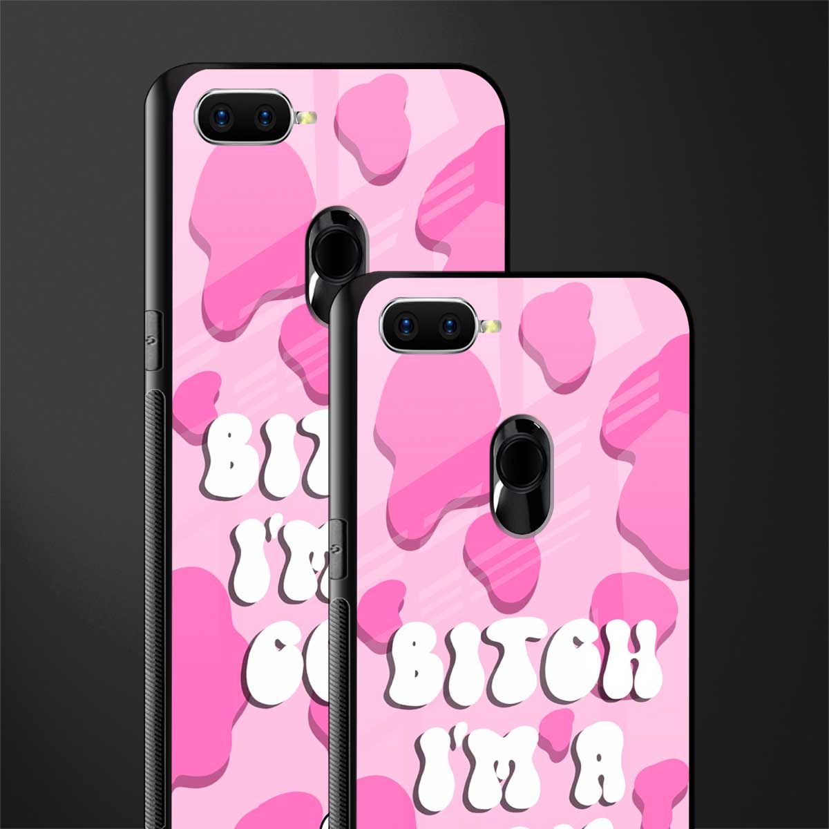 bitch i'm a cow glass case for oppo a7 image-2