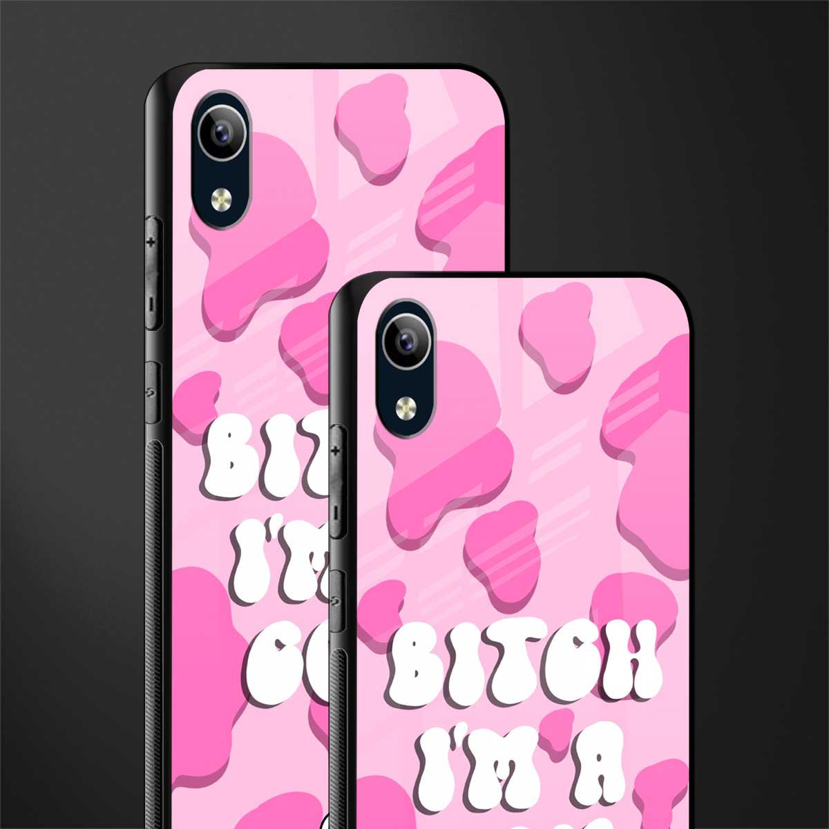 bitch i'm a cow glass case for vivo y1s without fingerprint image-2