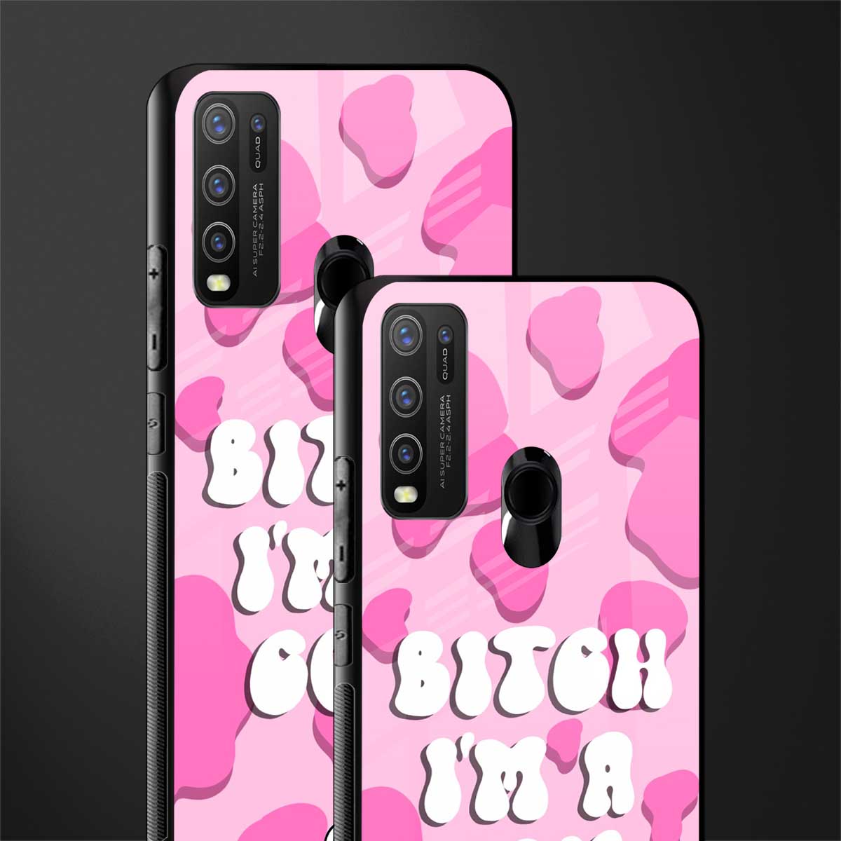 bitch i'm a cow glass case for vivo y30 image-2